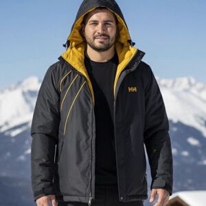 ✨ Vintage HELLEY HANSEN Black/Gold Ski Jacket L/G ✨